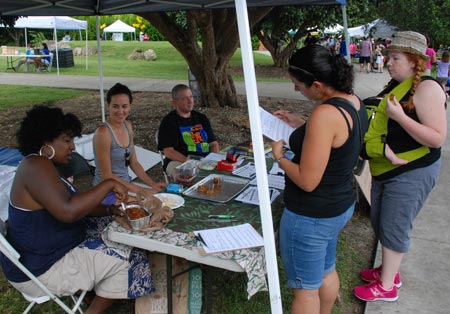 Kamala Fletcher, Christiana Serlé, and Mike Moskos of the South Florida Food Policy Council