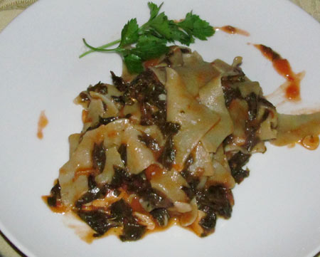 Pappardelle with Jamaican style kale.